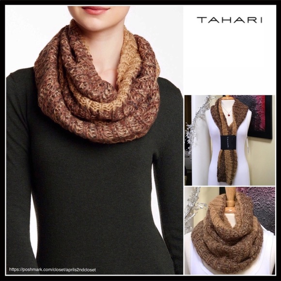 TAHARI LUXE CHUNKY KNIT LONG INFINITY SCARF. A2C - Picture 7 of 7